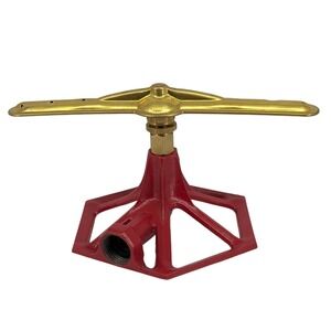 Nelson Mfg Jewell Lawn Sprinkler Brass Red Cast Iron Vintage Style Modern